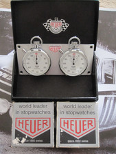 HEUER TRACKMATE STOPWATCH PAIR AND PANEL, ORIGINAL, CLASSIC & FULLY OPERATIONAL picture