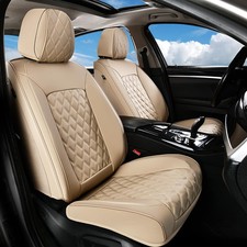 Huidasource Beige Front Seat Covers Leather Car Seat Covers Front Seats Driver picture