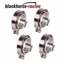 4Pcs 2.5’’inch Stainless Steel V-band clamp+flange turbo pipe wastegate exhaust picture