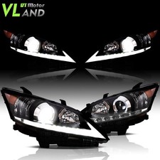 2*VLAND LED DRL Projector Black Headlights For 2010-2012 Lexus ES350 Front Lamps picture