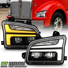 For 2014-2025 Kenworth T880 Black Switchback Sequential Signal LED Headlights picture