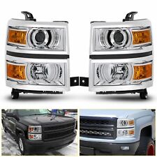 For 2014 2015 Chevy Silverado 1500 Chrome Pair Headlights Headlamps Projector US picture