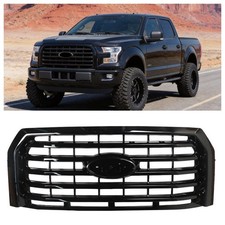 Fit 2015-2017 Ford F-150 F150 Front Bumper Upper Grille Grill Gloss Black ABS picture
