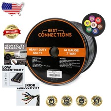Durable 7 Pin Trailer Wiring 100ft Heavy Duty Weatherproof RV Extension picture