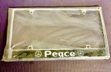 Vintage 70’s PEACE Peace SIGN Vanity METAL Chrome License Plate Frame NOS picture