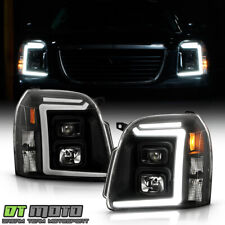 For 2007-2013 GMC Yukon Black Dual LED Tube Projector Headlights Headlamps Pair picture