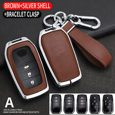 Zinc Alloy Leather Car Key Fob Cover Case For Toyota Prius Yaris Corolla Sienna picture