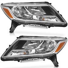 WEELMOTO Pair Headlights For 2013-2016 Nissan Pathfinder Halogen Black Headlamps picture