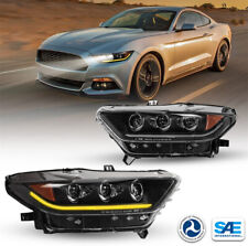 LED DRL Headlights For 2015-2017 Ford Mustang Sequential Projector Headlamp Pair picture