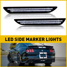 2PCS Smoked White LED Rear Bumper Side Marker Lights For 2015-2022 Ford Mustang picture