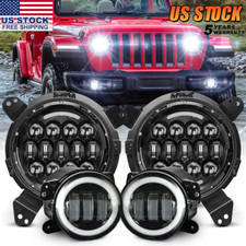 2018-2023 For Jeep Gladiator JT JL 105W Halo LED Headlights Fog Lights Combo Kit picture