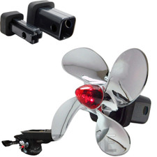 Spin Propeller Trailer Hitch Cover LED Brake Light Chrome 2