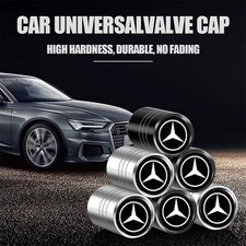 Mercedes Benz Tire Valve Caps Set of 4 Dust Covers Black Silver Red picture