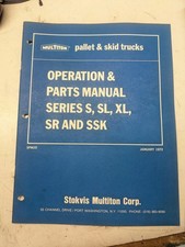 MULTITON PALLET SKID TRUCKS OPERATION PARTS LIST BOOK MANUAL S SL SR XL SSK 1972 picture