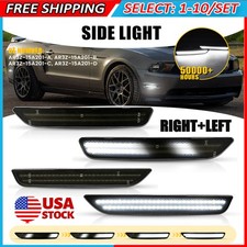 4-40x White LED Bumper Side Marker Lights Lamps Smoked For 2010-14 Ford Mustang picture
