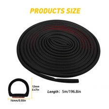 16Ft Car Door EPDM Rubber Seal Strip, D-Shape Weather Stripping, 3M Adhesive picture