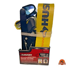 Husky 27ft x 2in Heavy-Duty Ratchet Tie Down Double Flat&J Hook 3333lb Work Load picture