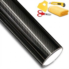 5D Premium HIGH GLOSS Black Carbon Fiber Vinyl Wrap Bubble Free Air Release 6D picture
