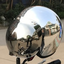 DOT Open Face 3/4 Motorcycle Helmet w/Bubble Shield Chrome Silver Vintage Helmet picture