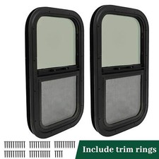 2Pack 12 x 22 Wall Vertical Slider RV Window Cargo Trailer W/ Screen & Trim Ring picture