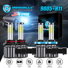 6 Sides 9005 H11 LED Combo Headlights Kit Bulbs 6000K High Low Beam Super White picture