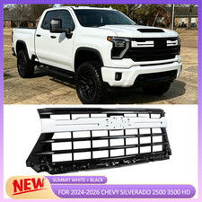 Summit White + Black Grille W/o Camera Hole For 2024-26 Silverado 2500 3500 LTZ picture