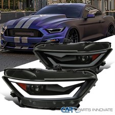 Fit 2015-2020 Ford Mustang HID Type Projector Headlights Dynamic LED Strip Smoke picture