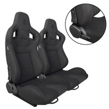 PAIR TANAKA BLACK CLOTH RACING SEATS RECLINABLE FOR CHEVROLET ** picture
