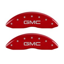 MGP 4 Caliper Covers Engraved F&R Fits GMC Red finish silver ch picture