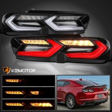 Fits 2019-2024 Chevy Camaro Black LED Tail Lights Sequential Turn Signal Lamps picture