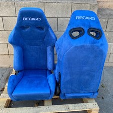 Pair Recaro Style Suede Blue Seats Reclinable 2 Pieces US Bucket Seats USA picture