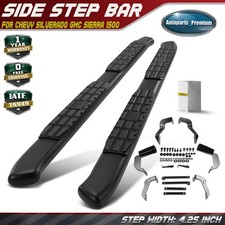 4.25Inch Textured Black Steel Side Step Bars for Chevy Silverado GMC Sierra 1500 picture