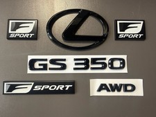 Gloss Black Emblem Badge Logo Trunk & Fender kit fits Lexus GS350 2013 to 2020 picture