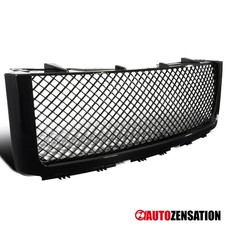 Fit 2007-2013 GMC Sierra 1500 New Body Glossy Black Mesh Front Bumper Hood Grill picture
