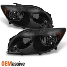 Fits 2005-2007 Scion tC ANT10 Black Smoked Headlights HeadLamps Replacement Pair picture