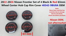 2022 -26 Nissan Frontier 4x Wheel Center Hub Cap Rim Cover Black Red 40342-9BU0A picture
