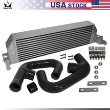 Twin Intercooler +Black Hose Kit For Volkswagen Golf R GTI MK7 2.0T Silver picture