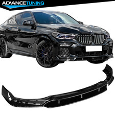 Fits 20-23 BMW G06 X6 M Sport IKON Style Front Bumper Lip 4PCS ABS - Gloss Black picture