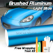 Premium Brushed Aluminum Light Blue Steel Vinyl Wrap Sticker Decal Air Release picture