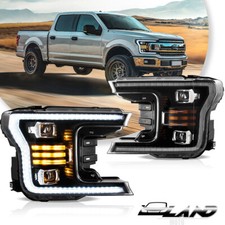 VLAND Black LED Projector Headlights w/ Sequential Turn For 2018-2020 Ford F-150 picture