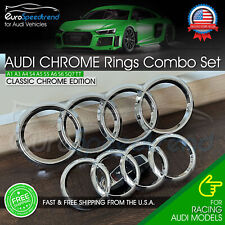 Audi Chrome Rings Front Grill & Rear Trunk Emblem OE Logo A3 A4 S4 A5 S5 A6 S6 picture