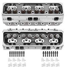 2×Complete Angle Aluminum Cylinder Heads 190cc 64cc 2.02/1.60 FOR SBC Chevy 350 picture