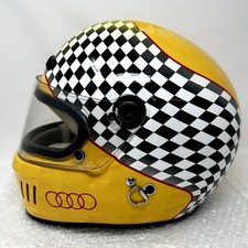 RARE AUDI RACING HELMET CUSTOM Trophy Tribute Yellow Checkered (BELL SPORT II 2) picture