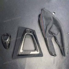 3x Carbon Fiber Parking Hand Brake Gear Knob Trim Set For BMW M3 F80 M4 F82 F83 picture