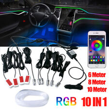 10-in-1 RGB LED Car Atmosphere Interior Ambient Light 6/8/10M Fiber Optic Strip picture