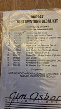 Jim Osborn Reproductions Decal Kit 14-Piece Mustang 1967 picture