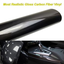 Ultra Gloss 9D PET Liner Black Carbon Fiber Vinyl Wrap Air Release Bubble Free picture