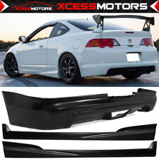 Fits 02-04 Acura RSX Mugen Style Rear Bumper Lip Spoiler + Pair Side Skirts PU picture