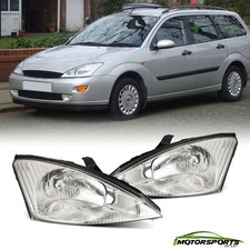 For 2000-2004 Ford Focus Clear Lens Chrome Headlights OE Replacement Pair picture