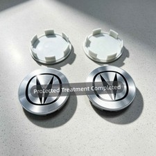 For Acura 4PCS 69MM Silver/Black Wheel Center Caps picture